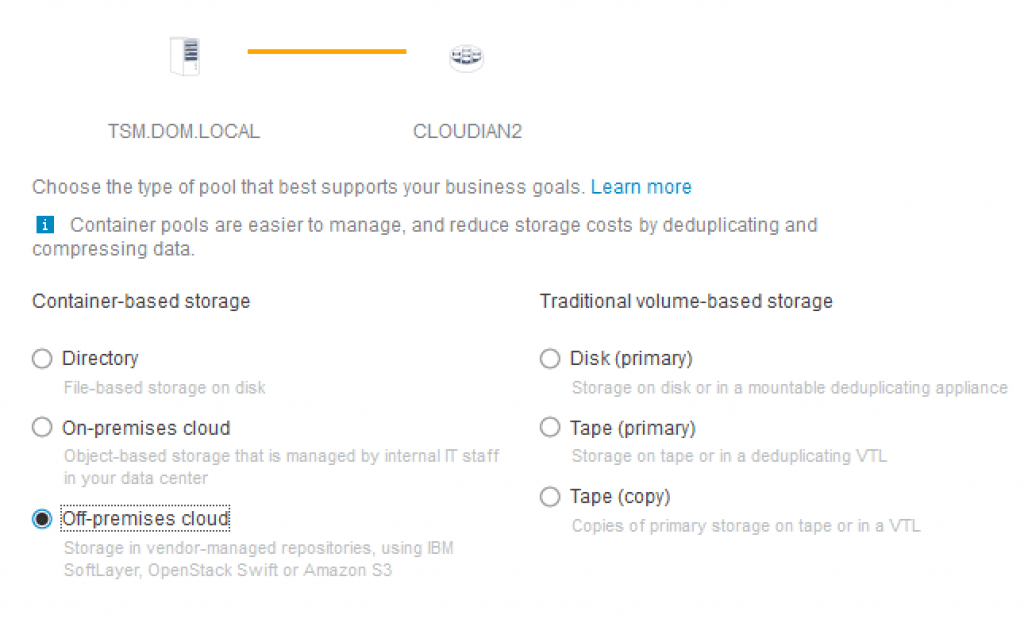 IBM Spectrum Protect cloud storage description