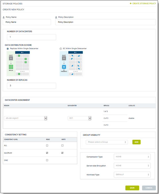 Creating a new storage policy